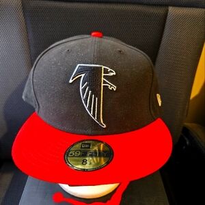 New Era Black Red Cap 59Fifty 5950 Hat Size 8 1/8 Atlanta Falcons NFL